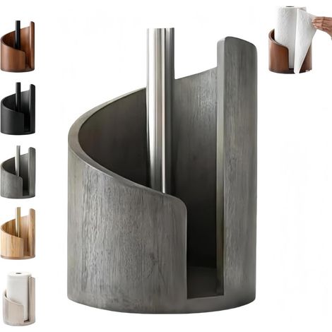 Porta rotolo in legno da terra - Porta rotolo da cucina - Supporto per rotolo da cucina per strappare comodamente il rotolo con una sola mano - Design unico a forma di montagna