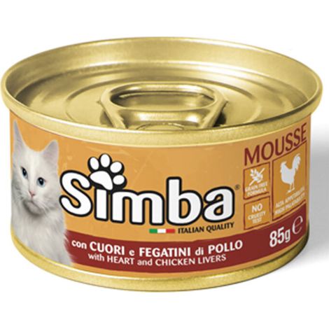 CIBO GATTO MONGE SIMBA  85 G CUORI E FEGATINI POLLO Q.TA 24