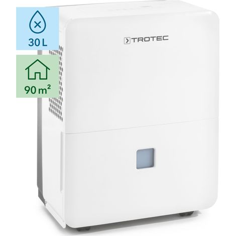 TROTEC Deshumidificador eléctrico TTK 96 E, 30L/24h, Depósito 3L, Portátil, 720 W, Auto-Apagado, Control Automático de la Humedad, Temporizador, Filtro de Aire Lavable