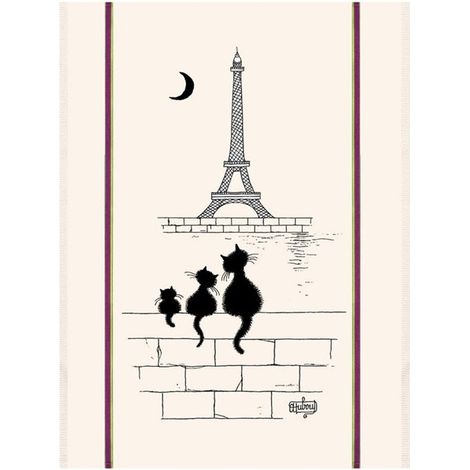 Geschirrtuch 60 x 80 cm Beige Chats Tour Eiffel - Dubout - Winkler