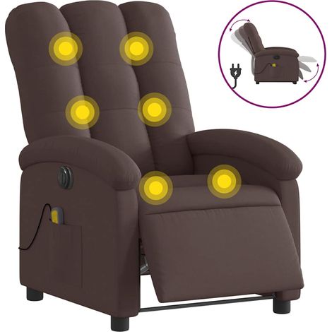 Maison Exclusive - Massagesessel Elektrisch Dunkelbraun Stoff
