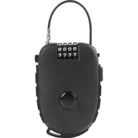 Cadenas rétractable 130 cm – Antivol Rétractable à Combinaison à 4 Chiffres avec Boîtier ABS Robuste – Cadenas Léger pour Casque Moto Vélo Bagage Casier Sac à Dos Boîte de Rangement Sécurité (1/5)