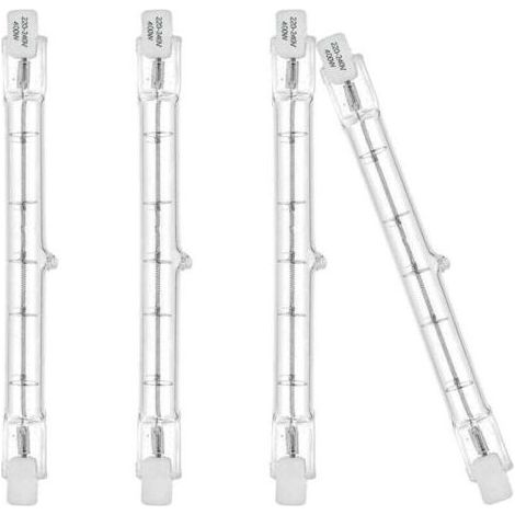 Ampoules éco halogènes R7S 118mm 400W 230V 3100lm blanc chaud 2700K Ampoule de type J pour le travail, la sécurité, les éclairages paysagers, les lampadaires (lot de 4) [Classe énergétique C] (1/5)