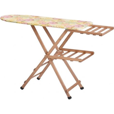Asse da Stiro in Legno naturale 139x39 cm Porta Caldaia e Ripiano Abiti Tavola per stirare Pieghevole Salvaspazio e Regolabile in 3 Altezze Copriasse in cotone per Casa e Lavanderia Made in Italy (1/5)