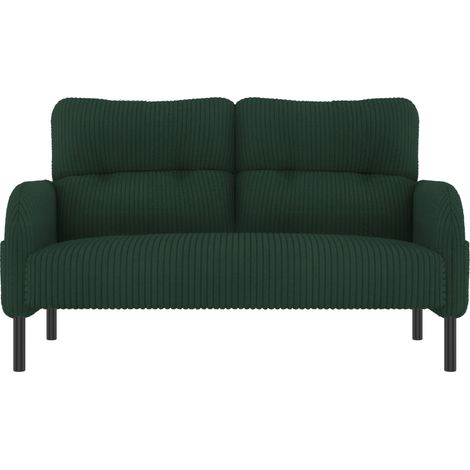 Set divano 3 pezzi in velluto a coste verde smeraldo con divano 2 posti, poltrona e pouf (1/5)