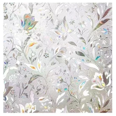 60×200cm 3D Film pour Fenêtre Film Electrostatique Protége Intimité Anti-UV Décoratif Film Vitre Anti Regard Motif Tulipes Fleurs (1/5)