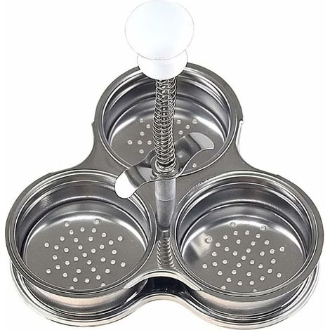 Stainless Steel Three-Grid Poached Egg Cooker, Poached Egg Mold, Non-Stick Stainless Steel Poached Egg Cups with Holes for Kitchen Accessories -1615.46.4cm-1pc (1/5)