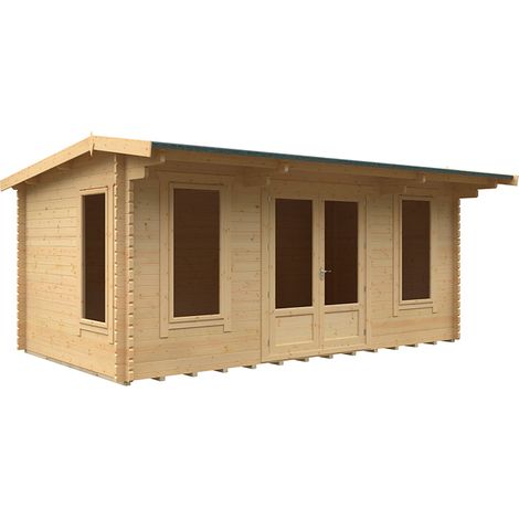 18x10 The Jacob 44mm Cabin - L535 x W295 x H247 cm - Solid Wood/Softwood/Pine - Natural