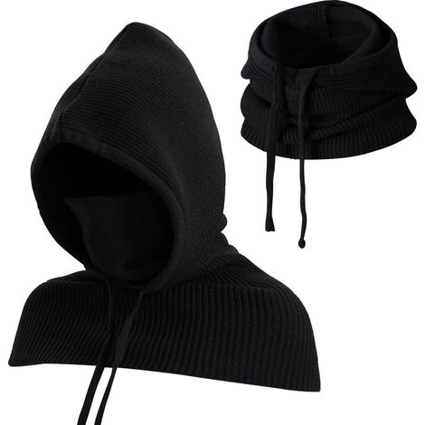 Kapuzenschal 3-in-1 Sturmhaube mit Gesichtsschutz, winddicht, für Damen & Herren, Schwarz (1/5)