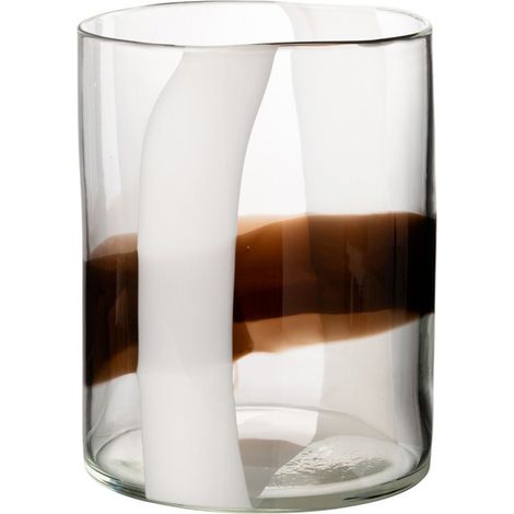 Vase Design en Verre "Iggy" 27cm Blanc & Marron (1/2)