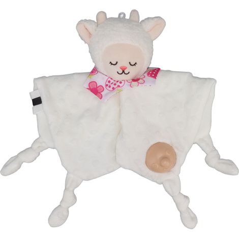 Couverture de sécurité pour bébé, peluche douce et apaisante avec tétine, motif mouton, pour les enfants de plus de 3 mois. (1/5)