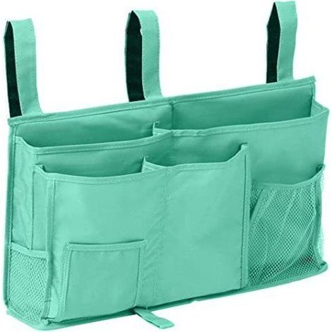 1 Sac de rangement pour lit superposé(Vert Clair), sac de rangement pour lit suspendu, 8 poches, pour lit de chambre d'étudiant, lit d'hôpital, barreaux de lit pour bébé, 600D Oxford Cloth (1/4)