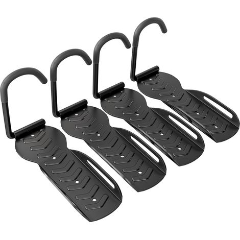 Support mural pliable pour vélos (4 pièces), supportant jusqu'à 30 kg, avec vis, pour garage et sous-sol - Noir