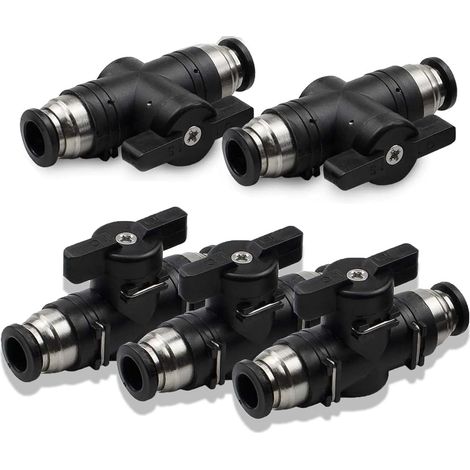 Connecteur Pneumatique, 5 Pièces, Vannes à Bille Pneumatiques de 6 mm, Connecteurs Enfichables Pour Air Comprimé, Raccords Pour Vannes de Contrôle à Pousser (1/5)
