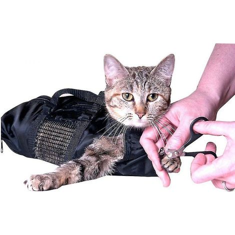 Sac de retenue de bain de toilette pour chat pour la coupe des ongles de griffes-Enlé (1/2)