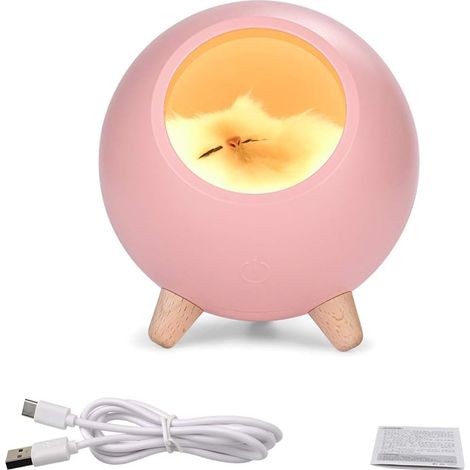 MINKUROW Cute Sleeping Cat Night Light - Carga Usb - Regulable Sin Escalones - Lámpara De Noche (1/5)