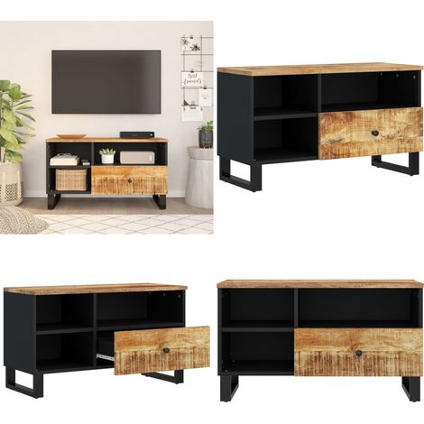 TV-Schrank 80x33x46 cm Massivholz Mango & Holzwerkstoff - TV-Schrank - TV-Schränke - Home & Living (1/5)