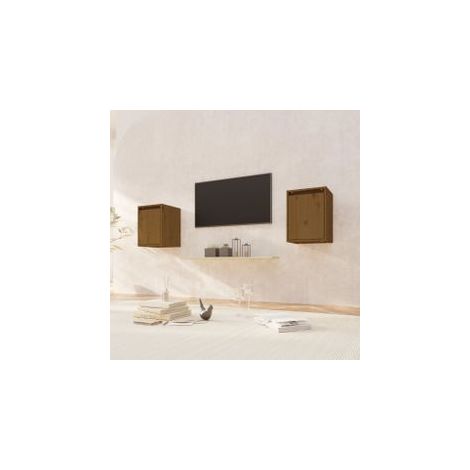 Armoires murales 2 pcs Marron miel 30x30x40 Pin massif (1/5)