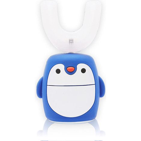 Brosse à dents électrique pour enfants, en forme de U, motif dessin animé, 5 modes de nettoyage, chargement sans fil, résistante à l'eau (IPX7).-AquaForge (1/4)