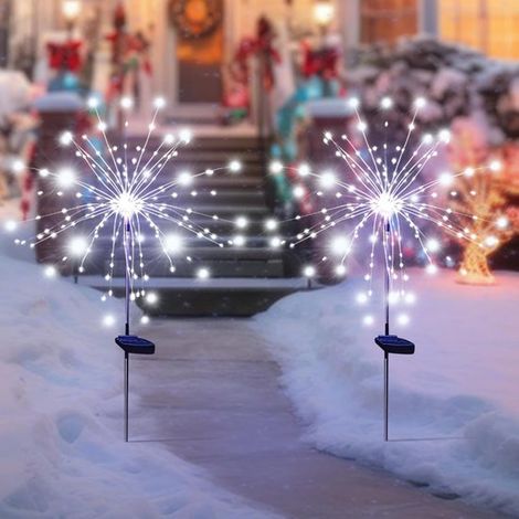 4er Set Solar Feuerwerkslichter 120 LEDs für den Außenbereich 8 Modi Wasserdichte Gartenbeleuchtung für Wege, Beete, Töpfe, Balkone, Terrassen un (1/5)