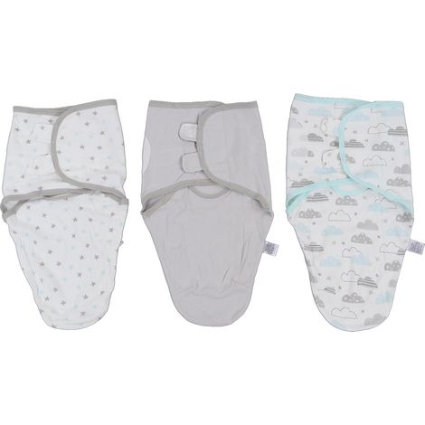 3 Pièces Couvertures d'Emmaillotage Bébé Nouveau‑Né, Sac de Sommeil Ajustable pour Nourrisson 0‑2 Mois (1/5)
