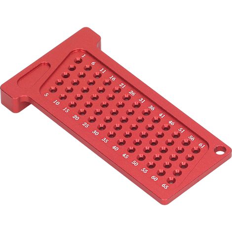 65-mm-Holzbearbeitungs-Lochpositionierungslehre, tragbares Anreißlineal aus Aluminiumlegierung für Heimwerker, Rot (1/5)