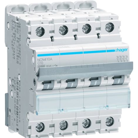 Interruttore Automatico 4P 10A 10 Ka C4M ( HAGER cod. NCN410A )