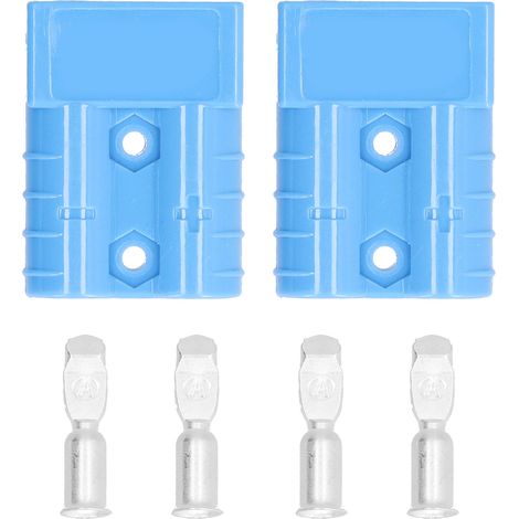 Connecteur de batterie léger 50A, 2 pièces, Kit de prise de faisceau de câbles à déconnexion rapide 6AWG 600Vbleu (1/5)