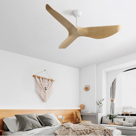 Deckenventilator 132 cm weiß aus ABS mit Fernbedienung, 3 Flügeln und reversiblem DC-Motor (1/3)