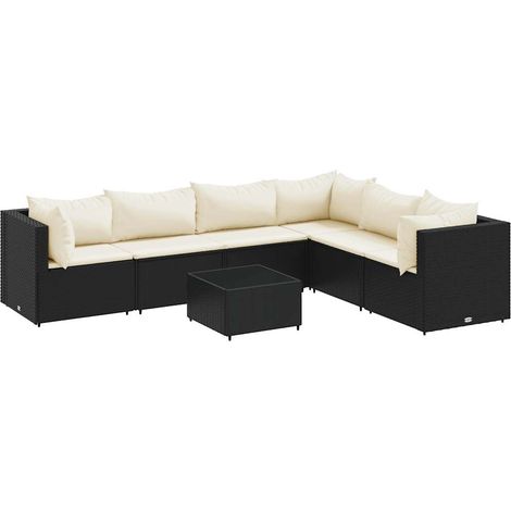 Maison Exclusive - 7-tlg. Garten-Lounge-Set mit Kissen Schwarz Po