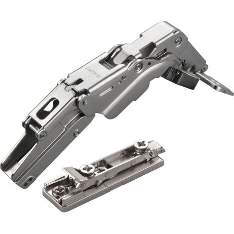 2 x Salice Topfband 155° Serie 200 Bohrbild T52 Mittelanschlag inkl. Linear-Montageplatte Höhe 3 mm mit vormontierten Euroschrauben und Exzenterverstellung Möbelscharnier von SOTECH (1/4)