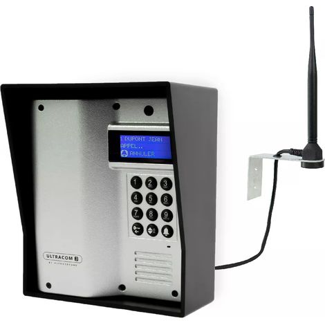 Platine de rue 600m autonome sans-fil - UltraCOM3 visière noire + antenne : "contourner obstacle / pilier" (1/5)