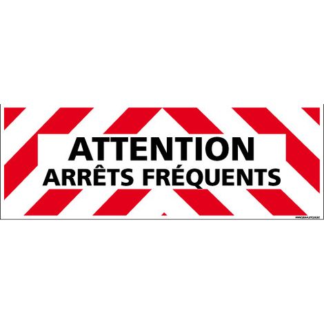 Plaque véhicule magnétique – Attention arrêts fréquents – 500 x 150 mm