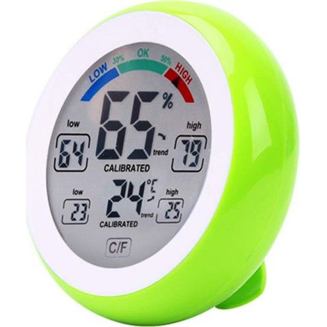 Drahtlose elektronische Innen-/Außen-Thermometer-Hygrometer-Einheit, runder LCD-Touchscreen, grüne Wetterstation UD02 (1/5)