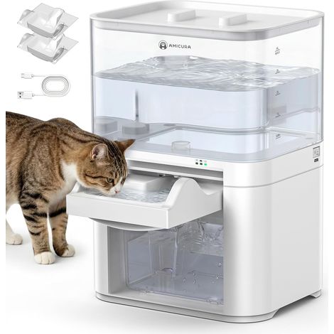 Fontaine à Eau pour Chat avec Séparation des Eaux Usées & sans Coton Filtre, Distributeur d'eau pour Animaux 4000mAh & Grand Réservoir de 4L, Chat Fontaines à Eau Automatiques sans Fil Intérieur (1/5)