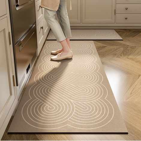 Tapis de sol en terre de diatomée pour cuisine – Absorbant eau et huile, antidérapant, style wabi-sabi, 40 x 120 cm-lsw