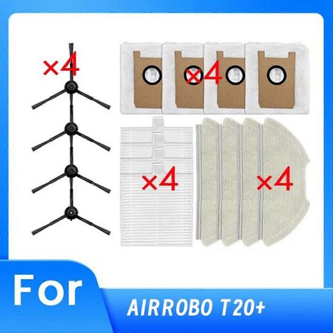 Bolsas de filtro para mopa con cepillo lateral para aspiradora AIRROBO T20+ Accesorios de limpieza ultrarresistentes Pa（）
