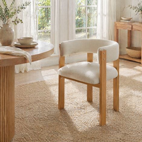 Set di 4 sedie 47x48x72,5 cm in tessuto beige ergonomiche da pranzo – MEUBLIV (1/5)