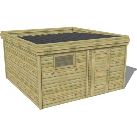 ABRI DE JARDIN bois traité 27mm, 5,2x4,3m, 23m2