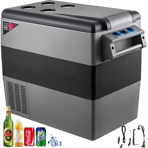 Réfrigérateur de voiture, capacité de 55L, plage de refroidissement de -20℃ à 20℃, double tension 12/24V et 110-240V, consommation d'énergie de 60W, design portable (1/5)