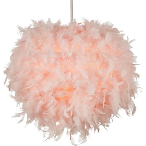 Litecraft Glow Light Shade 40cm Easy Fit Feather Ball Lampshade - Pink (1/5)