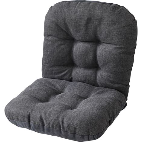 Coussin De Siège Anti-Dérapant - Haut Dossier - Housse Amovible - En Velours - Pour Fauteuil Basculeur Bureau Maison Cuisine Voiture - Gris Foncé - 1 Pièce (1/5)