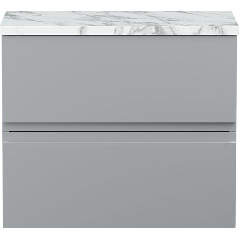 Mavesyn Contemporary 2 Drawer Wall Hung Vanity Unit with Laminate Worktop, Satin Grey, 600mm