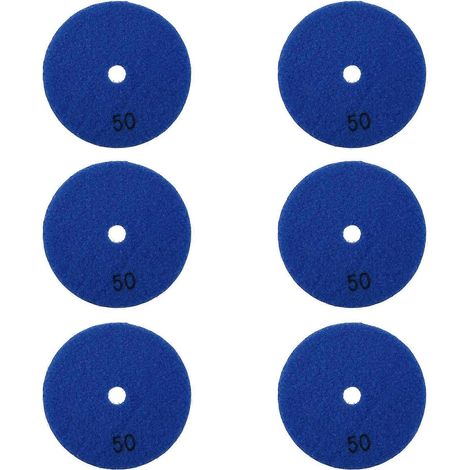 Lot de 6 disques de polissage diamantés pour marbre, grain 50, 100 mm (4 pouces) (1/5)