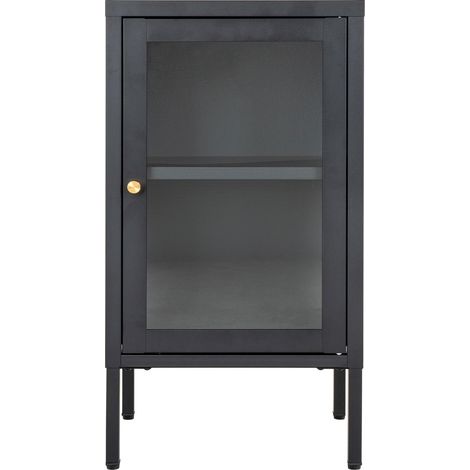 Armadietto Dalby in acciaio e vetro nero 38x35x70 cm