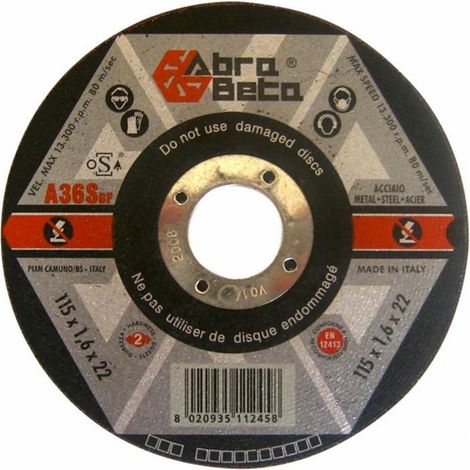 Disque à tronçonner  ø 115x1,6x22 acier (Lot de 5 )