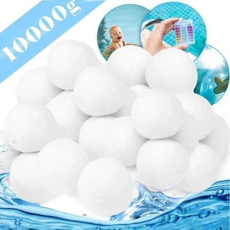 (1000 g – Weiß) Weiße Poolfilterkugeln – 1000 g – Faserfiltermedium (1/4)