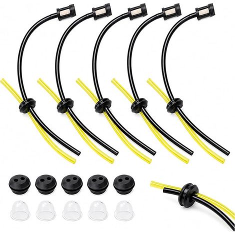 5-teiliges Universal-Kraftstofffilterset, Dichtungsschlauch, Kraftstoffleitungen für Rasenmäher mit Primerpumpe, Kraftstoffschlauch für Freischneider, Rasentrimmer, Kettensäge, Heckenschere (1/5)