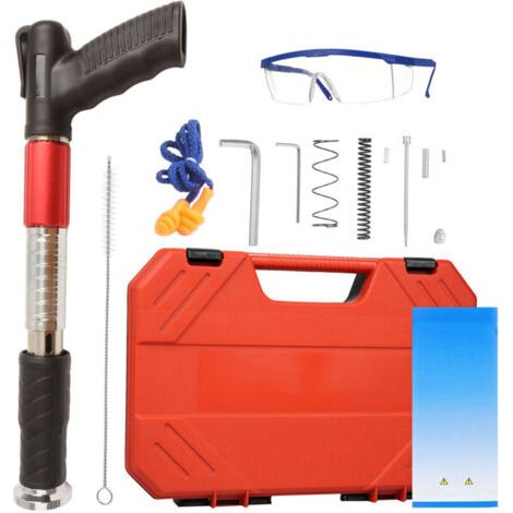 Pistolet a Clou Manuel, Cloueur Beton , 5 Vitesses Double Silencieux Cloueuse Pneumatique, Cloueur a Poudre pour Plafonds, Tuyaux, Installation de Circuits, Décoration Intérieure