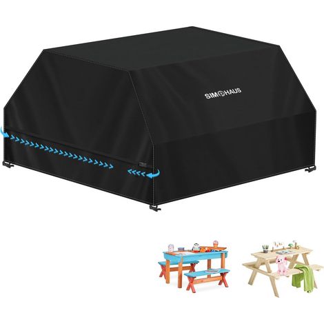 Housse Table de Pique Nique Enfant Housse de Table Picnic Enfant Housses pour Salon de Jardin Enfant Exterieur Imperméable 420D Tissu Oxford Bâche Table et Chaise 100x45/90x30/57cm (1/5)